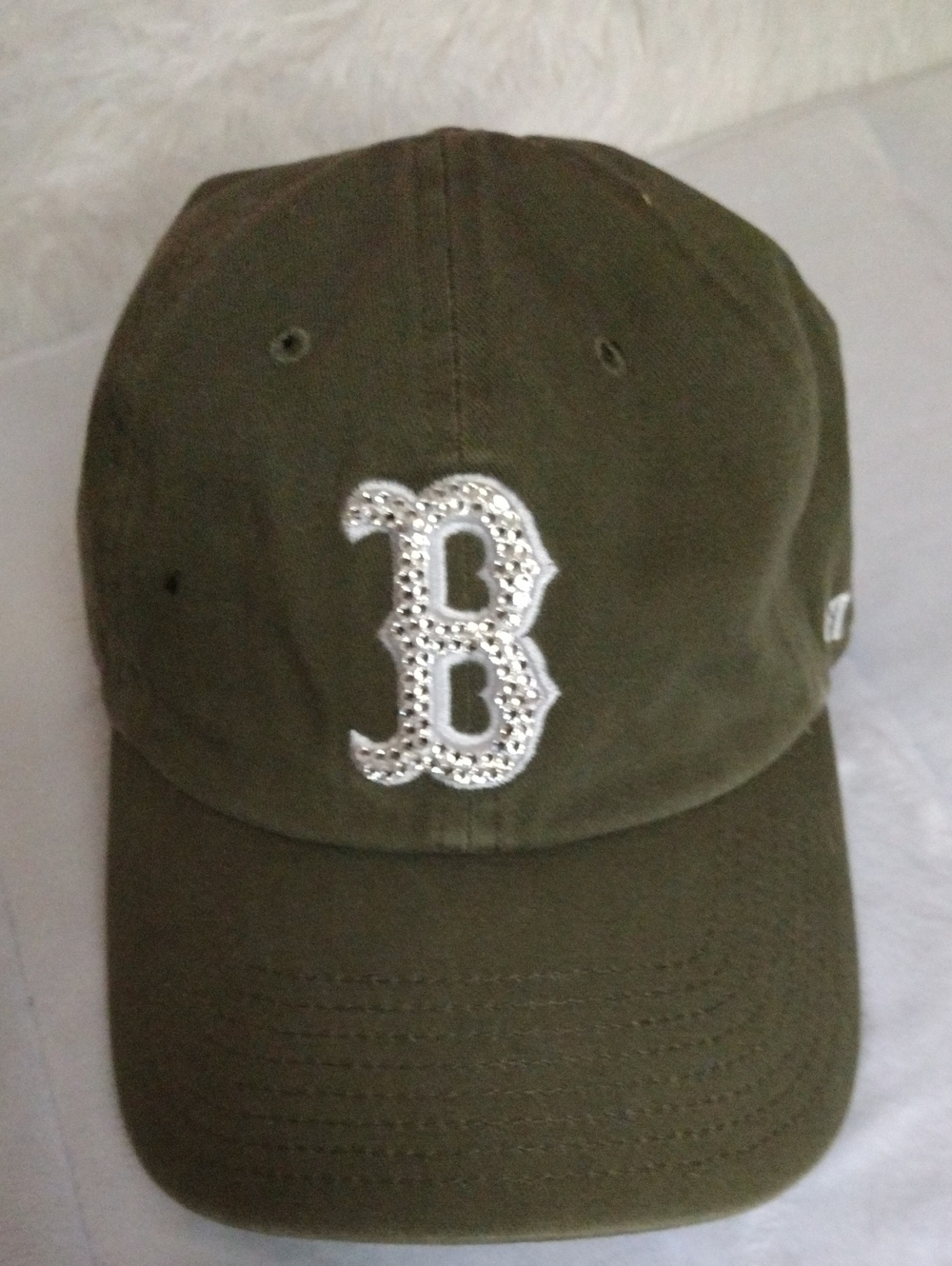 Embellished Olive Green Baseball Cap